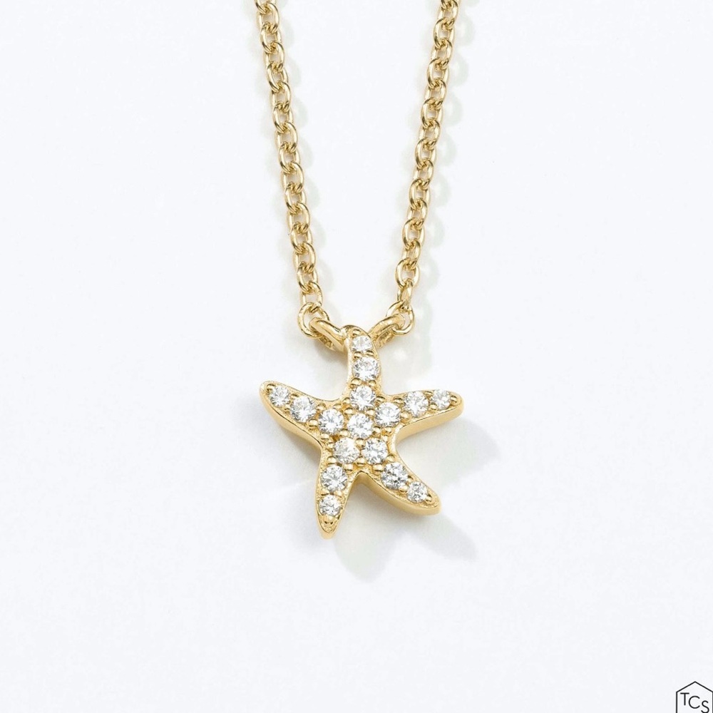 Touchstone Crystal Starfish Necklace, Golden